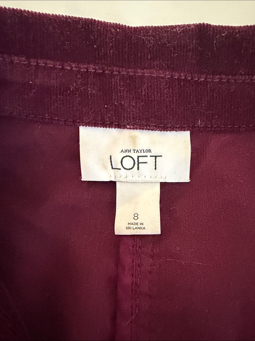 LOFT Burgundy Corduroy Belted Blazer - Picture 2 of 6